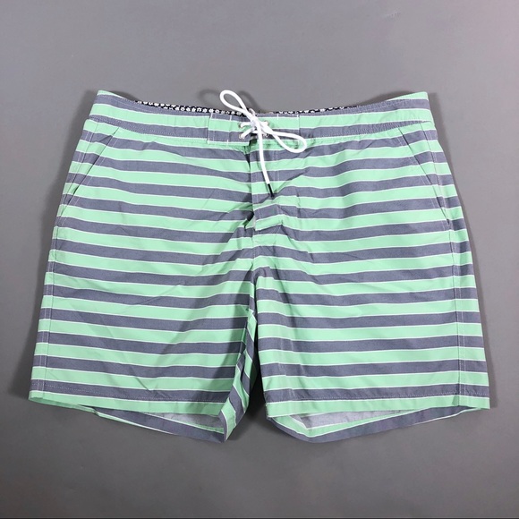 New Mens Bonobos Swim Trunks Swimsuit size 32 7-inch inseam navy blue orange